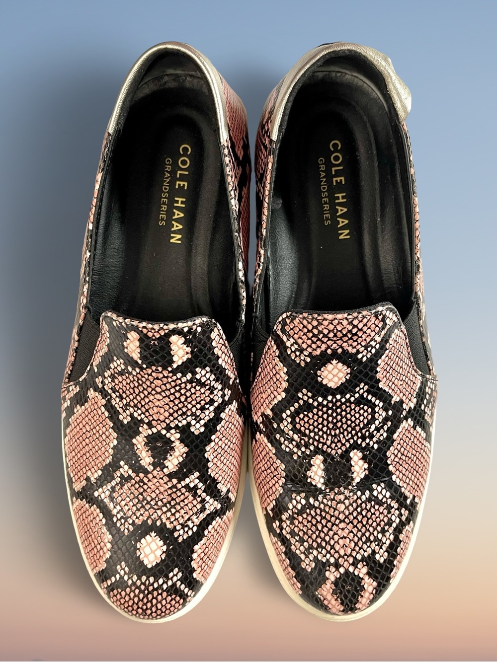 Cole Haan GrandPrø Spectator 2.0 Slip-On Sneakers Coral/Pink Snakeskin Print Sz9